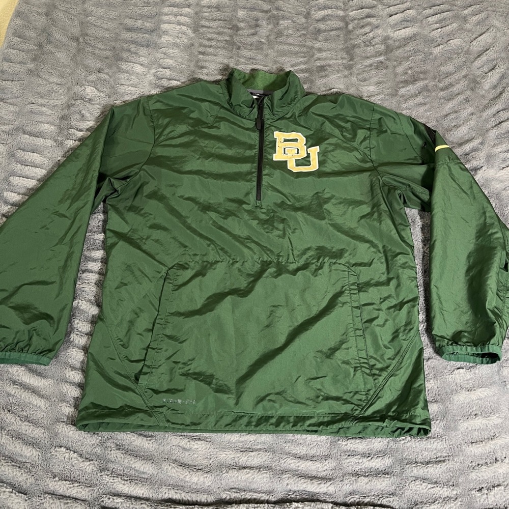 Nike Storm-Fit Baylor Bears Mens Small Green 1/4 Zip Windbreaker Jacket AP885